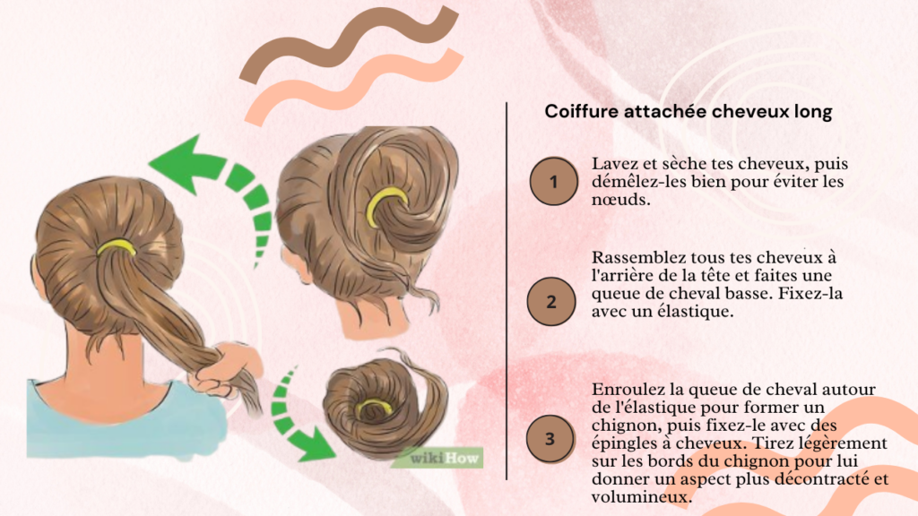 Coiffure attachée cheveux long facile