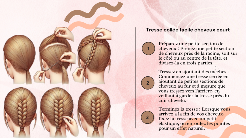 Tuto tresse collée facile cheveux court