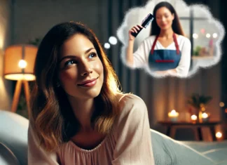 Interprétation de voir un coiffeur dans un rêve : un symbole ambivalent image représentant une femme qui rêve d'un coiffeur